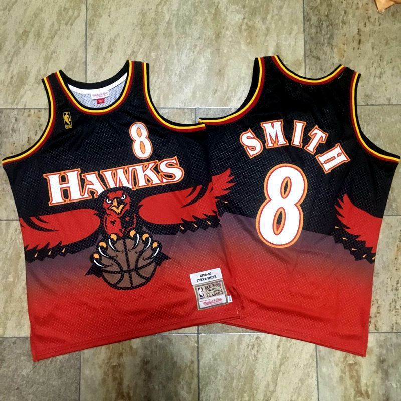 Men Atlanta Hawks #8 Smith Red Mitchell & Ness NBA Jerseys
